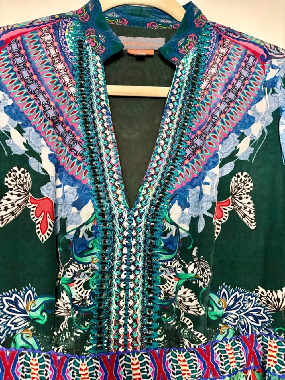 Bhanuni by Jyoti Anthropologie Long Sleeve Maxi Dress in Green, Size 6 - Picture 2 of 9